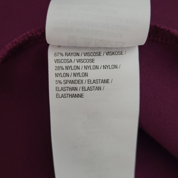 Susan Graver Women’s 2X Burgundy Ponte Knit Cap Sleeve Midi Dress Slimming Work - Picture 11 of 12